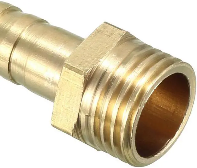 Alt view image 4 of 4 - Brass Barb Hose Fitting Connector Adapters 8mm Barbed x 1/4 PT Male Pipe 5pcs
