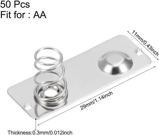Alt view image 2 of 3 - 50 Pcs AA Battery Positive Negative Conversion Spring Contact Nickeling Plate 29mmx11mm