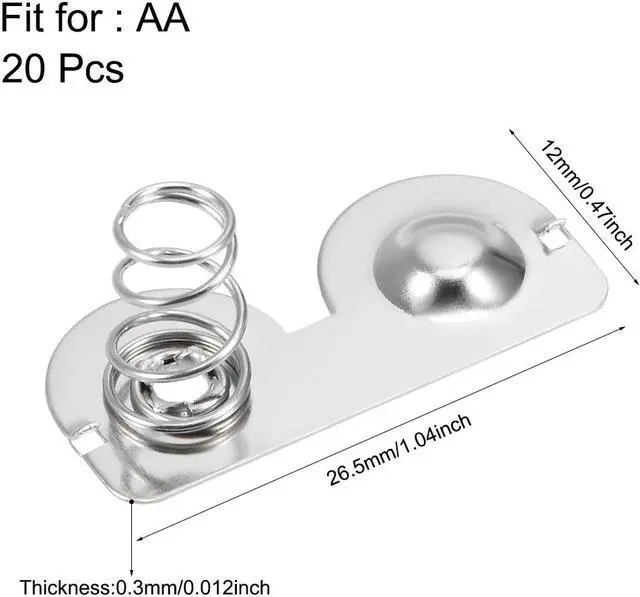 Alt view image 2 of 3 - 20Pcs AA Battery Positive to Negative Conversion Spring Contact Nickeling Plate 26.5mm x 12mm