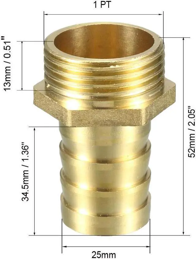 Alt view image 2 of 4 - Brass Barb Hose Fitting Connector Adapter 25mm Barbed x 1 PT Male Pipe