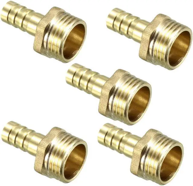 Main image of Brass Barb Hose Fitting Connector Adapter 10mm Barbed x 1/2 PT Male Pipe 5pcs