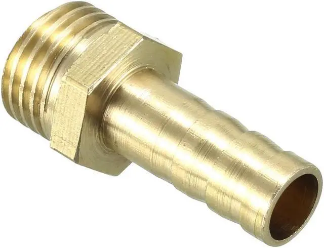 Alt view image 3 of 4 - Brass Barb Hose Fitting Connector Adapters 8mm Barbed x 1/4 PT Male Pipe 5pcs