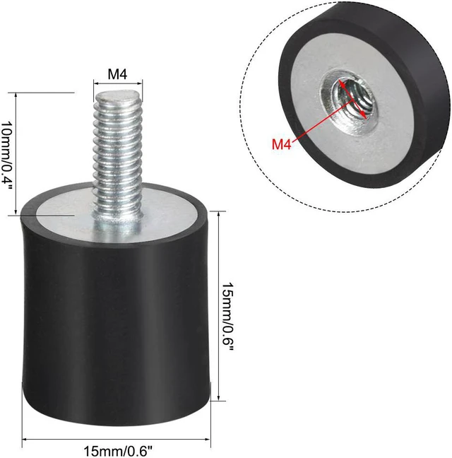 Alt view image 2 of 3 - M4 Male Female Rubber Mounts Shock Absorber Anti Vibration Isolators 15mm x 15mm 4pcs