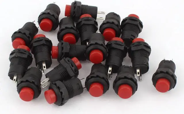 Main image of AC 250V/1.5A 125V/3A Cap SPST Latching Round Push Button Switch 20 Pcs Red