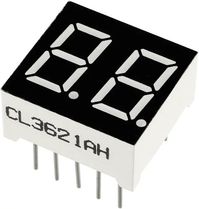 Alt view image 5 of 6 - Common Cathode 10 Pin 2 Bit 0.59 x 0.55 x 0.28 Inch 0.35" Red LED Display 5pcs