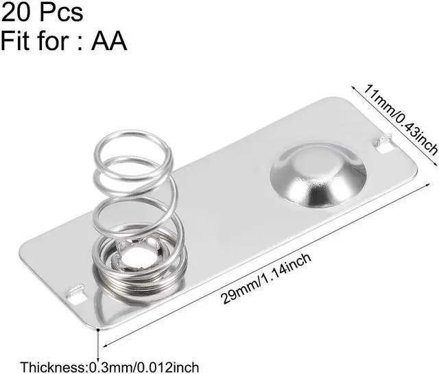 Alt view image 2 of 3 - 20 Pcs AA Battery Positive to Negative Conversion Spring Contact Nickeling Plate 29mmx11mm