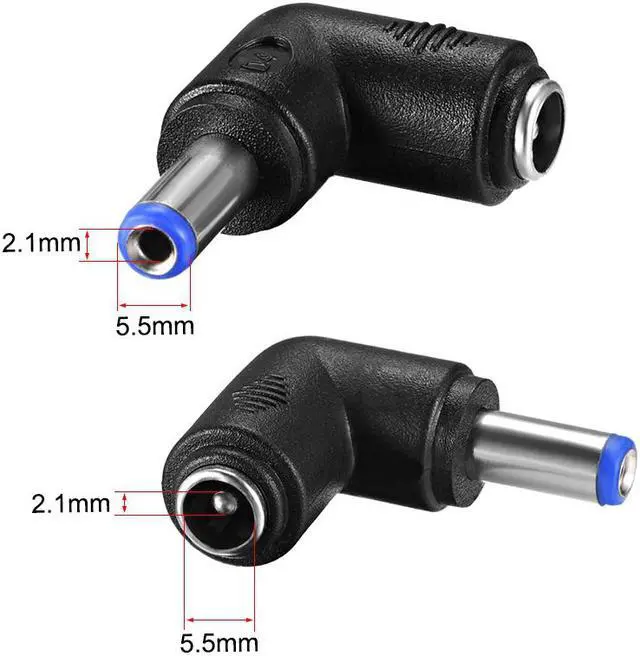 Alt view image 2 of 3 - DC Power Connector 90 Degree Right Angle 5.5mm x 2.1mm Male to Female Coupler Adapter Converter 10Pcs