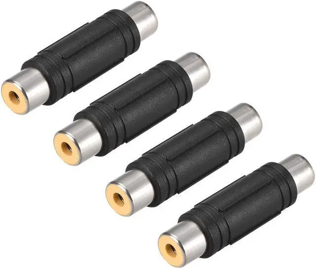 Main image of RCA Female to Female Connector Stereo Audio Video Cable Adapter Coupler Black 4Pcs