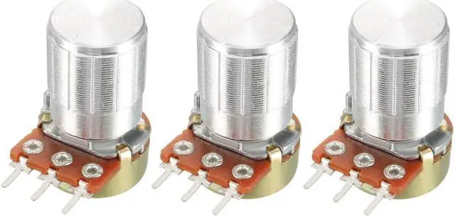 Main image of WH148 3Pcs 1K Ohm Variable Resistors Single Turn Rotary Carbon Film Taper Potentiometer with Knobs