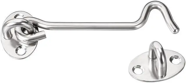 Alt view image 2 of 4 - 4" Cabin Hook Eye Latch Gate Door Swivel Window Hook Stainless Steel with Mounting Screws 1pcs
