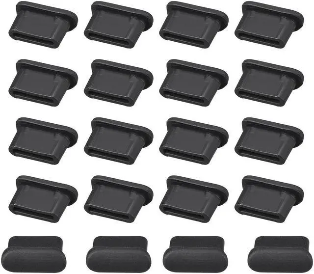 Main image of Silicone Type C Anti-Dust Stopper Cap Cover Black 20pcs