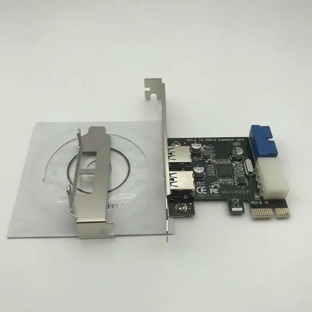 Alt view image 4 of 6 - 5Gbps USB 3.0 PCI E Expansion Card Adapter External 2 Port USB3.0 Hub Internal 19pin Header PCI E Card 4pin IDE Power Connector