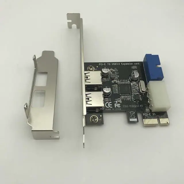 Alt view image 5 of 6 - 5Gbps USB 3.0 PCI E Expansion Card Adapter External 2 Port USB3.0 Hub Internal 19pin Header PCI E Card 4pin IDE Power Connector