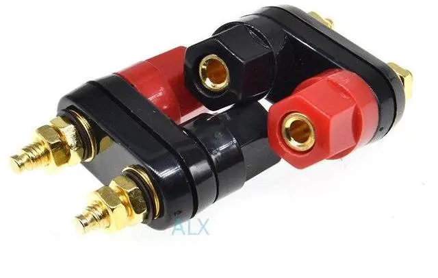 Alt view image 3 of 6 - Dual Banana plugs Couple Terminal blocks Red Black Connector 4mm jack audio Amplifier Terminal Binding Post Speaker Plug socket