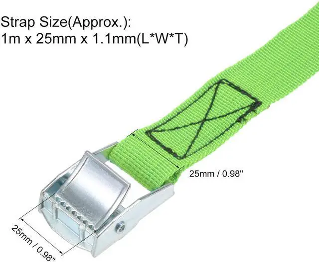 Main image of Lashing Strap 1" x 3.3' Cargo Tie Down Straps with Cam Lock Buckle Up to 551lbs Green 4pcs