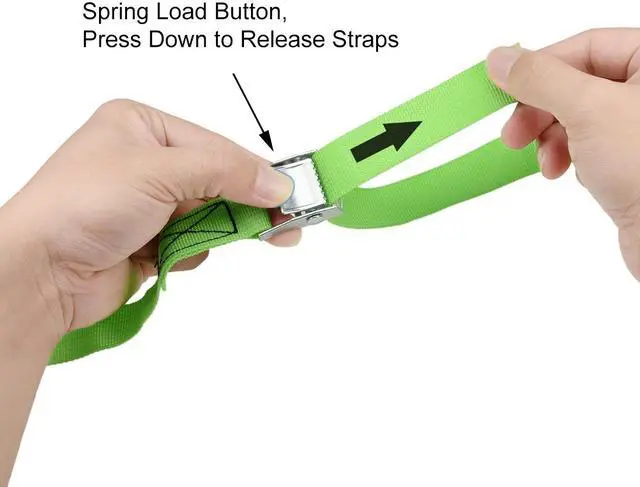 Alt view image 2 of 4 - Lashing Strap 1" x 3.3' Cargo Tie Down Straps with Cam Lock Buckle Up to 551lbs Green 4pcs