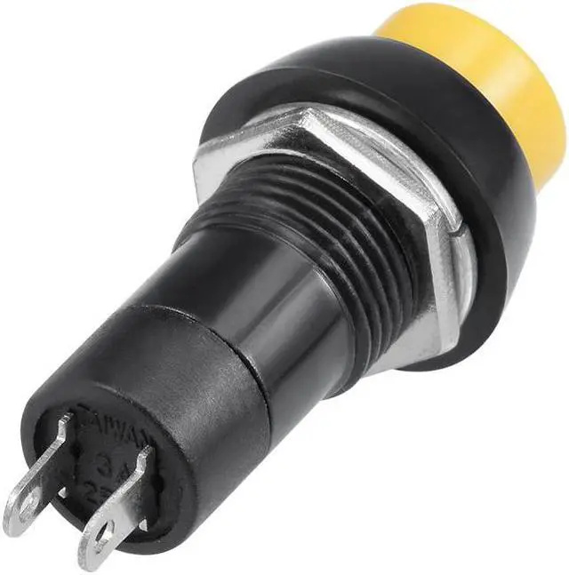 Alt view image 3 of 3 - 2Pcs,12mm Yellow Momentary Push Button Switch Round Flat Button SPST NO