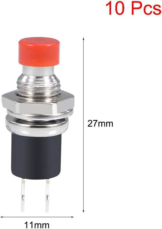 Alt view image 2 of 3 - 10Pcs,7mm Red Momentary Push Button Switch Round Flat Button SPST NO