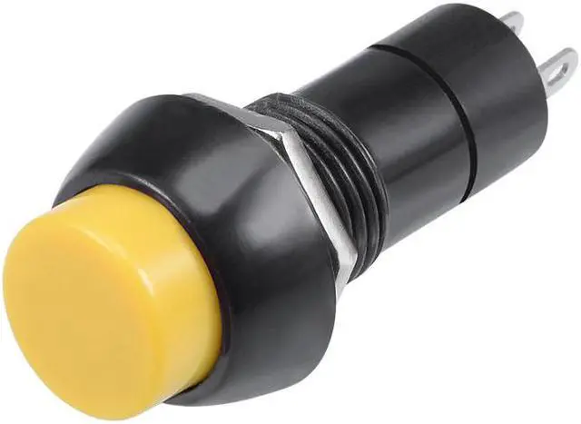Main image of 2Pcs,12mm Yellow Momentary Push Button Switch Round Flat Button SPST NO