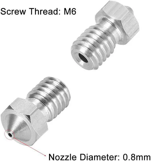 Alt view image 3 of 5 - 0.8mm 3D Printer Nozzle, Fit V6 Extruder Head, for 1.75mm Filament Stainless Steel 5pcs