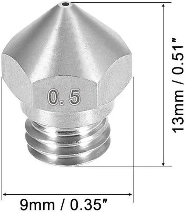 Alt view image 2 of 5 - 0.5mm 3D Printer Nozzle, Fit MK10 Extruder Head, for 1.75mm Filament Stainless Steel 1pcs