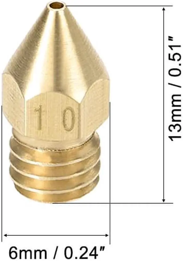 Alt view image 3 of 10 - 1mm 3D Printer Nozzle, Fit MK8 Extruder Head, for 1.75mm Filament Brass 5pcs