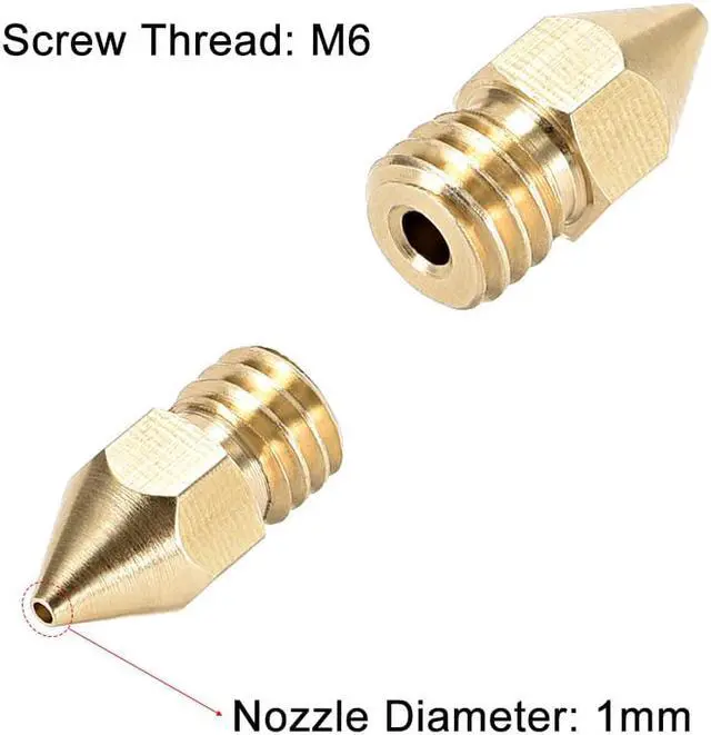 Alt view image 6 of 10 - 1mm 3D Printer Nozzle, Fit MK8 Extruder Head, for 1.75mm Filament Brass 5pcs