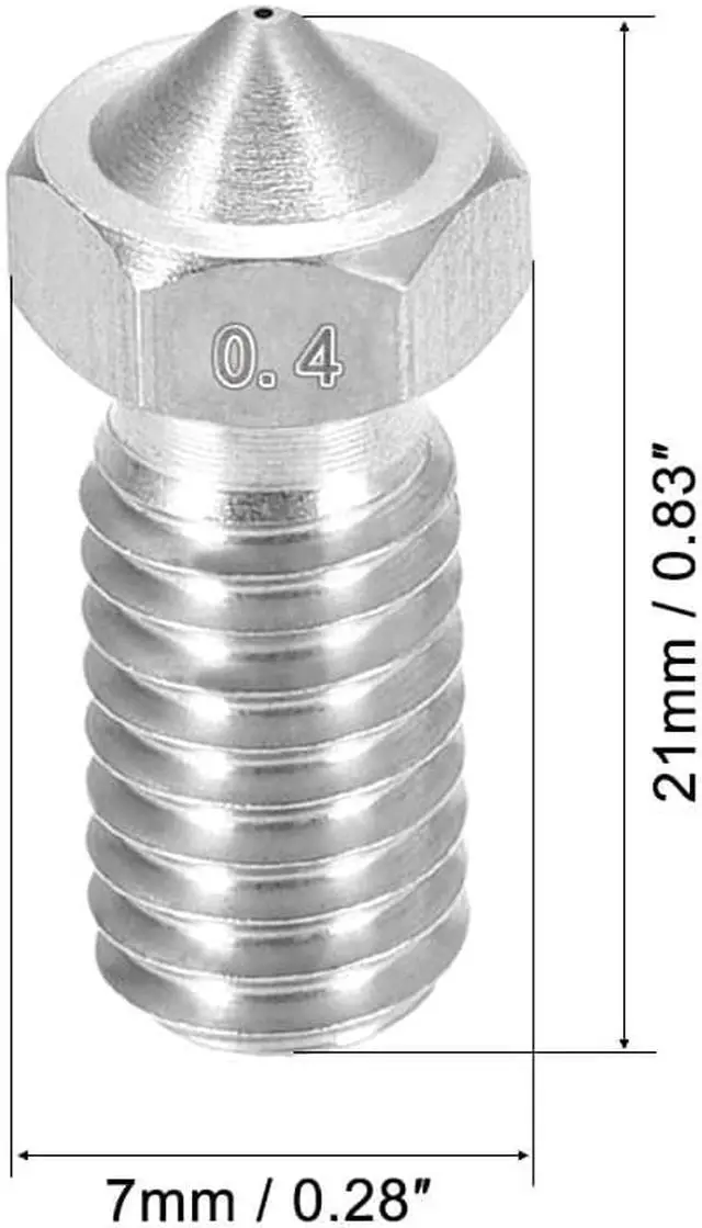 Alt view image 2 of 5 - 0.4mm 3D Printer Nozzle, Fit V6 Extruder Head, for 1.75mm Filament Stainless Steel 5pcs