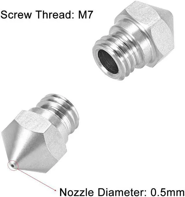 Alt view image 3 of 5 - 0.5mm 3D Printer Nozzle, Fit MK10 Extruder Head, for 1.75mm Filament Stainless Steel 1pcs