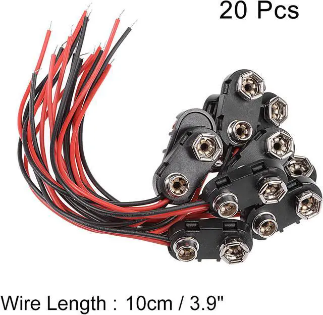 Alt view image 3 of 3 - 20pcs DC 9V Battery Clip I-Type Soft Buckle Connector Lead Wire 10cm Long