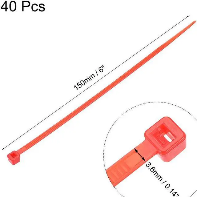 Alt view image 2 of 3 - Cable Zip Ties 150mmx3.6mm Self-Locking Nylon Tie Wraps Red 40pcs