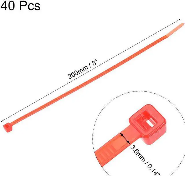 Alt view image 5 of 6 - Cable Zip Ties 200mmx3.6mm Self-Locking Nylon Tie Wraps Red 40pcs