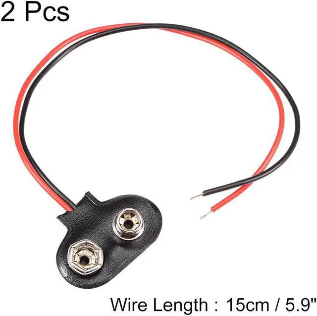 Alt view image 2 of 3 - 2pcs DC 9V Battery Clip T-Type Soft Buckle Connector Lead Wire 15cm Long