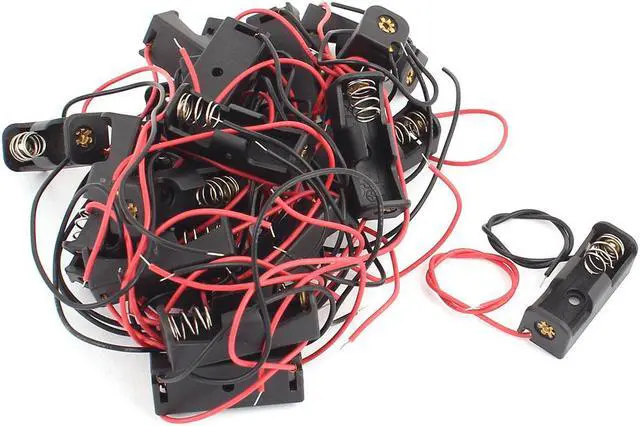 Main image of 22 Pcs Black Plastic Shell 2-Wire Leads Batteries Holder Case Box for 12V 23A Battery