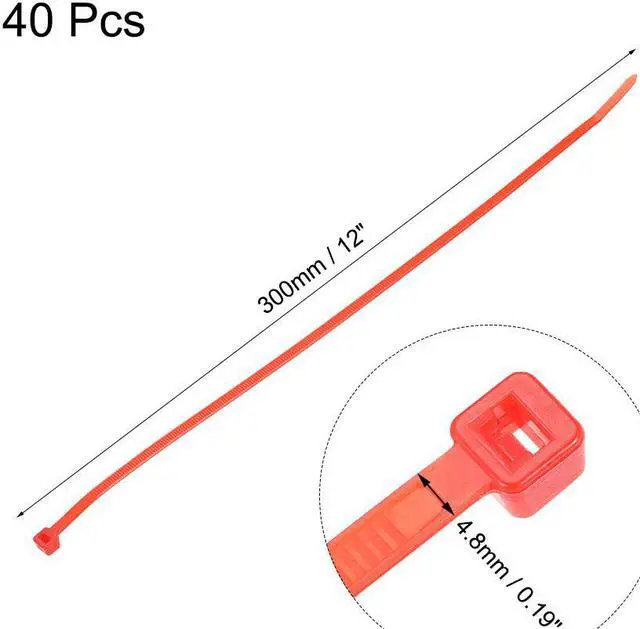 Alt view image 2 of 3 - Cable Zip Ties 300mmx4.8mm Self-Locking Nylon Tie Wraps Red 40pcs
