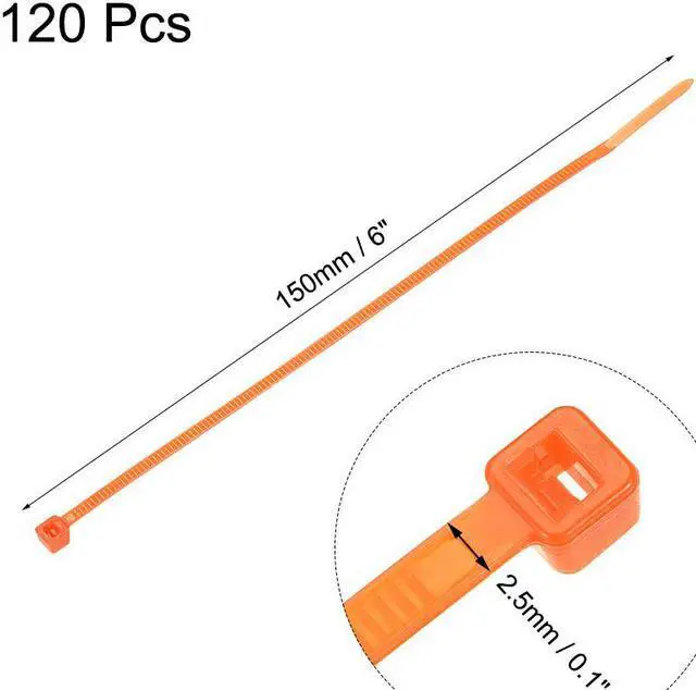 Alt view image 2 of 3 - Cable Zip Ties 150mmx2.5mm Self-Locking Nylon Tie Wraps Orange 120pcs