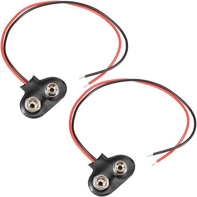 Main image of 2pcs DC 9V Battery Clip T-Type Soft Buckle Connector Lead Wire 15cm Long