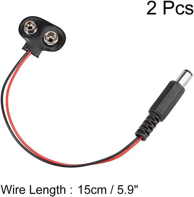 Alt view image 2 of 4 - 2pcs DC 9V Battery Clip T-Type Soft Buckle w DC Connector  Lead Wire 15cm Long