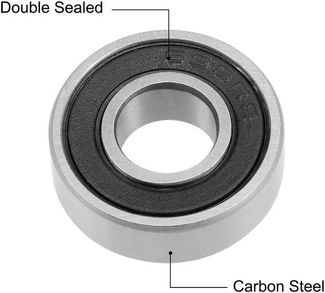 Alt view image 2 of 4 - 698-2RS Deep Groove Ball Bearings Z2 8mm X 19mm X 6mm Double Sealed Carbon Steel 5pcs