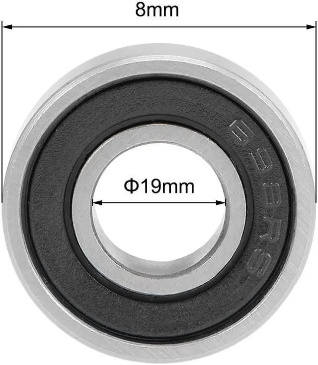 Alt view image 3 of 4 - 698-2RS Deep Groove Ball Bearings Z2 8mm X 19mm X 6mm Double Sealed Carbon Steel 5pcs