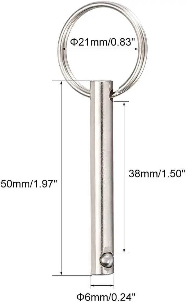 Alt view image 2 of 3 - Quick Release Pin 6mmX50mm Marine Hardware for Boat Bimini Top Deck Hinge 4Pcs