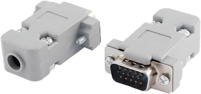 Main image of 2pcs Plastic Hood Shell D-SUB DB15 15-Pin Male Solder Wire End VGA Connector