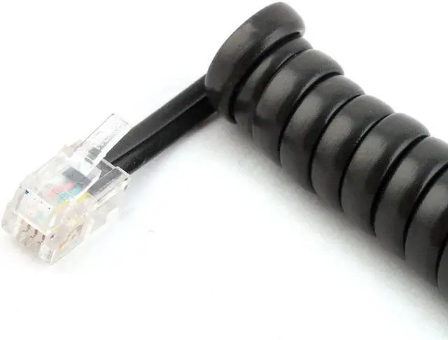 Alt view image 2 of 2 - Phone Handset Spiral Coiled RJ11 4P4C Plug Telephone Extension Cable Line Black