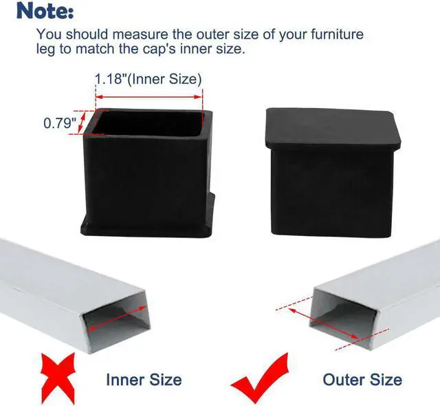 Alt view image 5 of 9 - Table Leg Cap End Tip Feet Cover Furniture Glide Floor Protector 10pcs 0.79" x 1.18" (20x30mm) Inner Size, Reduce Noise Prevent Scratch