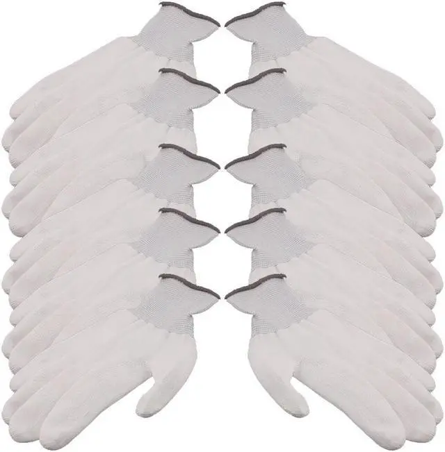 Main image of 5 Pair 13 Needles Nylon Labor Protection Anti-static Non-slip Gloves Gray White