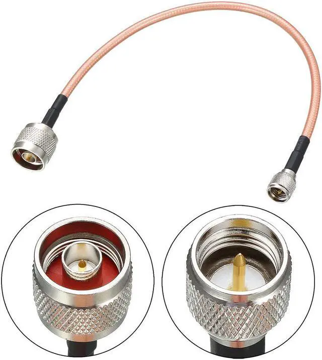 Alt view image 2 of 4 - Low Loss RF Coaxial Cable Connection Coax Wire RG-142 N Male to Mini UHF Male 30cm