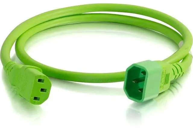 Alt view image 12 of 13 - C2G 17537 14 AWG Power Cord - C14 to C13, Green (3 Feet, 0.91 Meters)