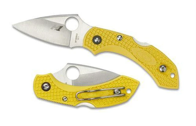 Alt view image 8 of 18 - Spyderco Dragonfly 2 Folder 2.25 in H1 Plain Yellow FRN Hndl