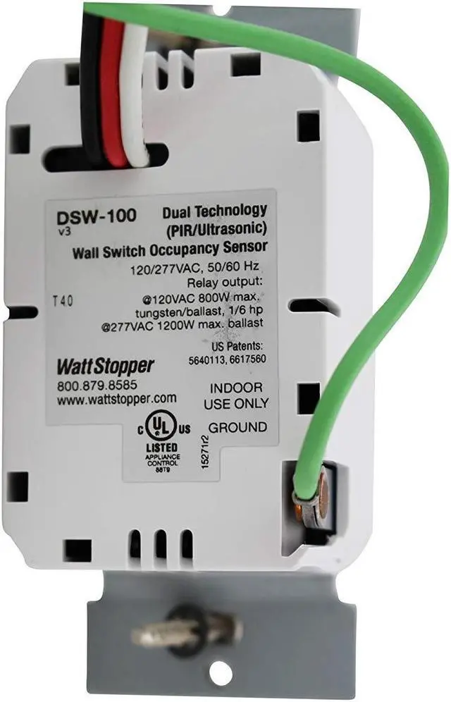 Alt view image 2 of 2 - WATT STOPPER - DSW100W Dual Technology Wall Switch Occupancy Sensor 120/277V, White