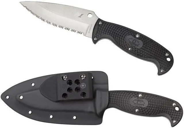 Alt view image 6 of 19 - Spyderco Jumpmaster 2 4.5" Serrated Fixed Blade Knife, Black FB24SBK2